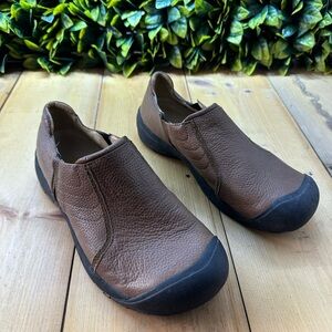 KEEN Austin Brown Leather Slip-On Loafer Shoes Size 12